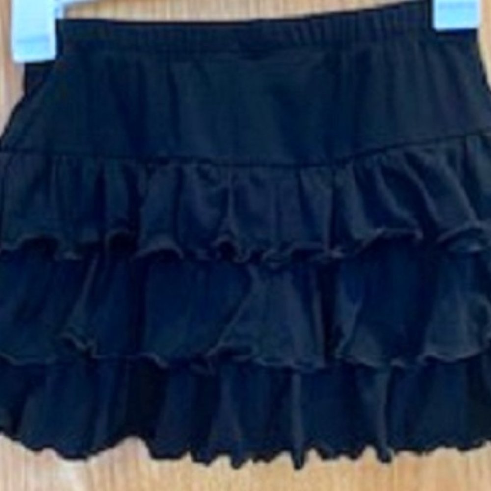 NEW iZ Byer California Girls Black Stretchy Skirt Skort Ruffles sz: 6X